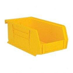 Quantum Storage - 10 Lb. Load Capacity, 7-3/8" Deep, Yellow Polypropylene Hopper Stacking Bin - 3" High x 4-1/8" Wide x 7-3/8" Long - Industrial Tool & Supply