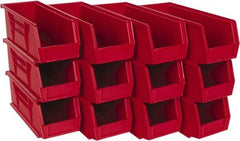 Quantum Storage - 30 Lb. Load Capacity, 10-7/8" Deep, Red Polypropylene Hopper Stacking Bin - 4" High x 4-1/8" Wide x 10-7/8" Long - Industrial Tool & Supply