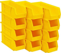 Quantum Storage - 30 Lb. Load Capacity, 10-7/8" Deep, Yellow Polypropylene Hopper Stacking Bin - 4" High x 4-1/8" Wide x 10-7/8" Long - Industrial Tool & Supply