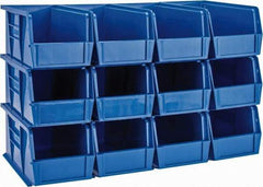 Quantum Storage - 30 Lb. Load Capacity, 10-7/8" Deep, Blue Polypropylene Hopper Stacking Bin - 5" High x 5-1/2" Wide x 10-7/8" Long - Industrial Tool & Supply