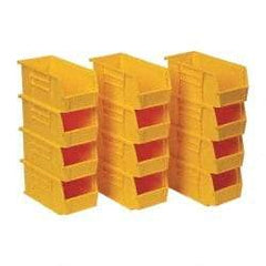 Quantum Storage - 30 Lb. Load Capacity, 10-7/8" Deep, Yellow Polypropylene Hopper Stacking Bin - 5" High x 5-1/2" Wide x 10-7/8" Long - Industrial Tool & Supply