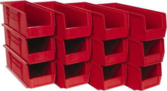 Quantum Storage - 50 Lb. Load Capacity, 14-3/4" Deep, Red Polypropylene Hopper Stacking Bin - 5" High x 5-1/2" Wide x 14-3/4" Long - Industrial Tool & Supply