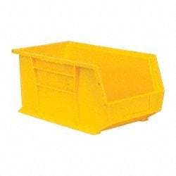 Quantum Storage - 60 Lb. Load Capacity, 14-3/4" Deep, Yellow Polypropylene Hopper Stacking Bin - 7" High x 8-1/4" Wide x 14-3/4" Long - Industrial Tool & Supply