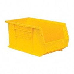 Quantum Storage - 60 Lb. Load Capacity, 14-3/4" Deep, Yellow Polypropylene Hopper Stacking Bin - 7" High x 8-1/4" Wide x 14-3/4" Long - Industrial Tool & Supply