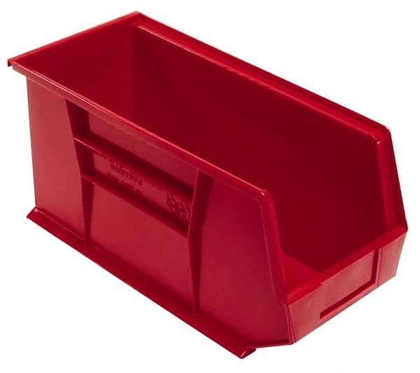 Quantum Storage - 60 Lb. Load Capacity, 18" Deep, Red Polypropylene Hopper Stacking Bin - 9" High x 8-1/4" Wide x 18" Long - Industrial Tool & Supply