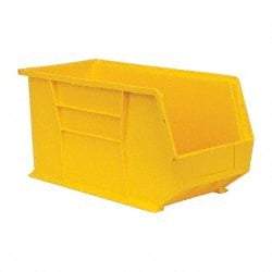 Quantum Storage - 60 Lb. Load Capacity, 18" Deep, Yellow Polypropylene Hopper Stacking Bin - 9" High x 8-1/4" Wide x 18" Long - Industrial Tool & Supply