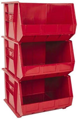 Quantum Storage - 75 Lb. Load Capacity, 18" Deep, Red Polypropylene Hopper Stacking Bin - 11" High x 16-1/2" Wide x 18" Long - Industrial Tool & Supply