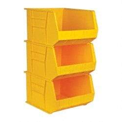 Quantum Storage - 75 Lb. Load Capacity, 18" Deep, Yellow Polypropylene Hopper Stacking Bin - 11" High x 16-1/2" Wide x 18" Long - Industrial Tool & Supply