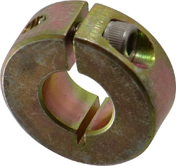 Climax Metal Products - 1/2" Bore, Steel, One Piece One Piece Split Shaft Collar - 1-1/8" Outside Diam, 13/32" Wide - Industrial Tool & Supply