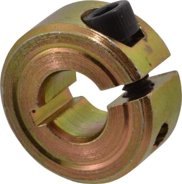 Climax Metal Products - 1/4" Bore, Steel, One Piece One Piece Split Shaft Collar - 5/8" Outside Diam, 9/32" Wide - Industrial Tool & Supply