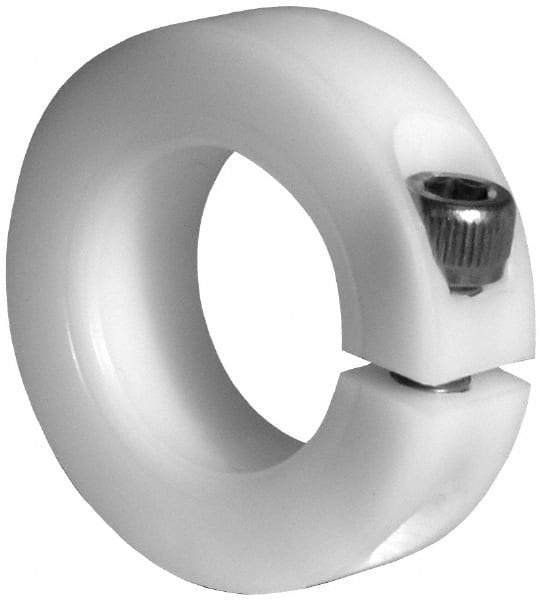 Climax Metal Products - 9/16" Bore, Plastic, One Piece One Piece Split Shaft Collar - 1-1/4" Outside Diam, 7/16" Wide - Industrial Tool & Supply