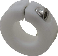 Climax Metal Products - 3/4" Bore, Plastic, One Piece One Piece Split Shaft Collar - 1-1/2" Outside Diam, 1/2" Wide - Industrial Tool & Supply