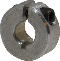 Climax Metal Products - 1/4" Bore, Aluminum, One Piece One Piece Split Shaft Collar - 5/8" Outside Diam, 9/32" Wide - Industrial Tool & Supply