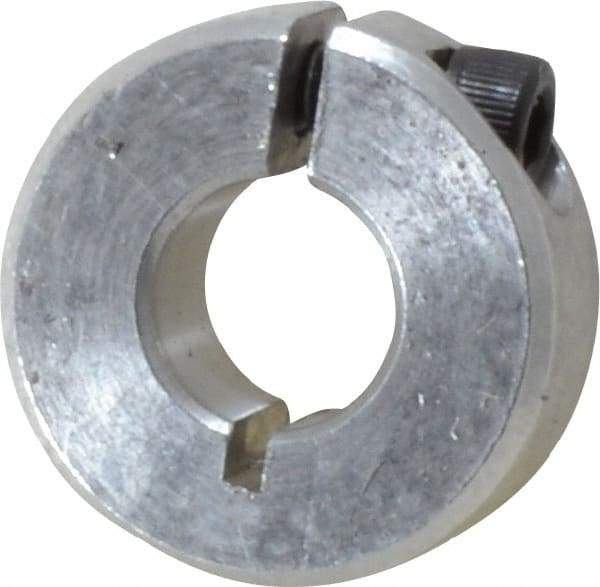 Climax Metal Products - 3/8" Bore, Aluminum, One Piece One Piece Split Shaft Collar - 7/8" Outside Diam, 11/32" Wide - Industrial Tool & Supply