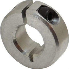 Climax Metal Products - 7/16" Bore, Aluminum, One Piece One Piece Split Shaft Collar - 15/16" Outside Diam, 11/32" Wide - Industrial Tool & Supply