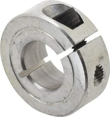 Climax Metal Products - 9/16" Bore, Aluminum, One Piece One Piece Split Shaft Collar - 1-1/4" Outside Diam, 7/16" Wide - Industrial Tool & Supply