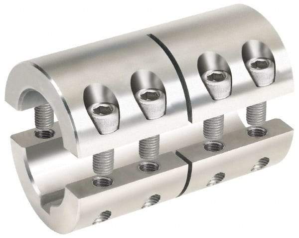 Climax Metal Products - 2" Bore, Stainless Steel, With Keyway Two Piece Split Shaft Collar - 3-3/8" Outside Diam, 4-7/8" Wide - Industrial Tool & Supply