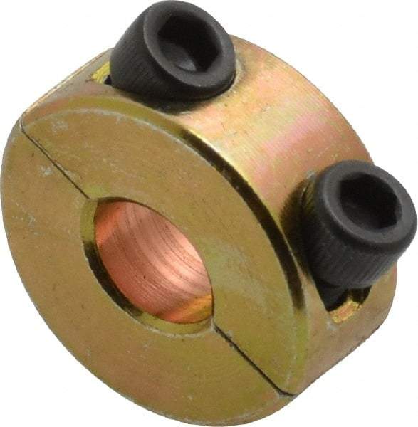 Climax Metal Products - 1/4" Bore, Steel, Two Piece Clamping Shaft Collar - 5/8" Outside Diam, 9/32" Wide - Industrial Tool & Supply