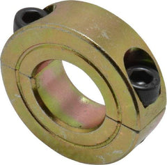 Climax Metal Products - 11/16" Bore, Steel, Two Piece Clamping Shaft Collar - 1-3/8" Outside Diam, 7/16" Wide - Industrial Tool & Supply