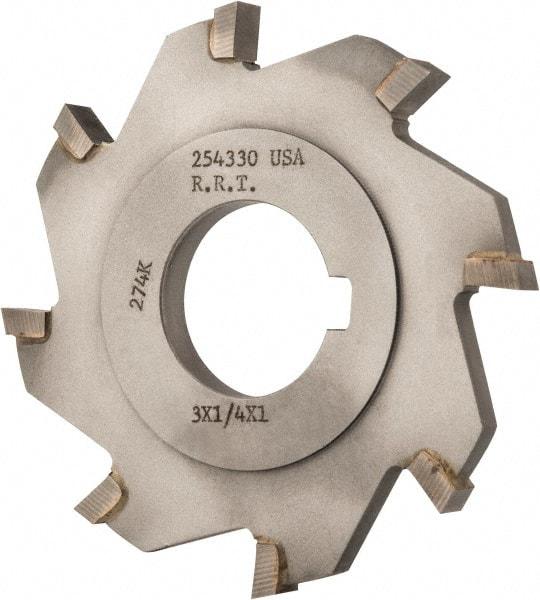 Made in USA - 3" Diam x 1/4" Width of Cut, 8 Teeth, Carbide Tipped Side Milling Cutter - Straight Teeth, Uncoated - Industrial Tool & Supply