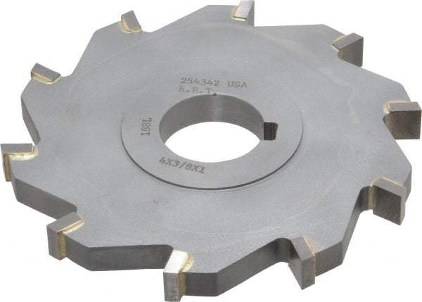 Made in USA - 4" Diam x 3/8" Width of Cut, 10 Teeth, Carbide Tipped Side Milling Cutter - Straight Teeth, Uncoated - Industrial Tool & Supply