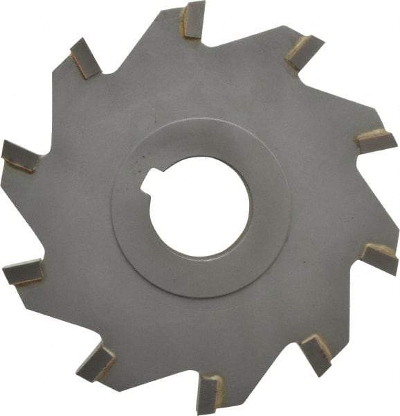 Made in USA - 4" Diam x 1/2" Width of Cut, 10 Teeth, Carbide Tipped Side Milling Cutter - Straight Teeth, Uncoated - Industrial Tool & Supply