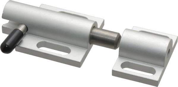 80/20 Inc. - 2" Long x 1-1/2" Wide x 13/16" High, Deadbolt Latch with Side Latch - Aluminum Body with Stainless Steel Bolt, Spring & Handle, with Clear Anodized Aluminum Finish - Industrial Tool & Supply