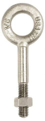 Gibraltar - 1,200 Lb Capacity, Stainless Steel, 3/8 Thread, Fixed Lifting Eye Bolt - Partially Threaded, 4-1/4" Shank, 2" Thread Length, No Shoulder - Industrial Tool & Supply