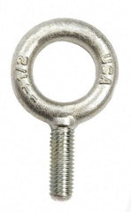 Gibraltar - 2,600 Lb Capacity, Stainless Steel, 1/2-13 Thread, Fixed Lifting Eye Bolt - Fully Threaded, 3" Shank, 3" Thread Length, No Shoulder - Industrial Tool & Supply