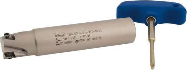 Iscar - 1" Cut Diam, 0.394" Max Depth of Cut, 1" Shank Diam, 5" OAL, Indexable Square Shoulder End Mill - T290 LN.T 1004 Inserts, Weldon Shank, 90° Lead Angle, Through Coolant, Series SumoMill - Industrial Tool & Supply
