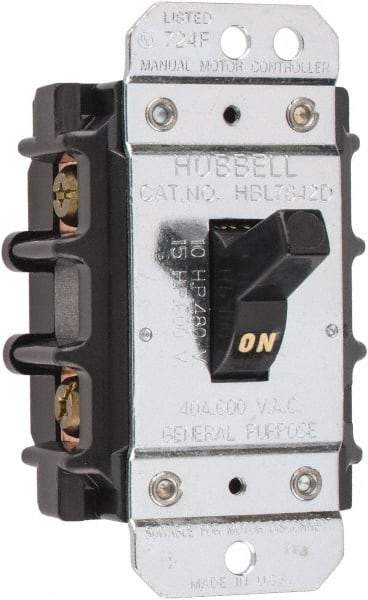Hubbell Wiring Device-Kellems - 2 Poles, 40 Amp, Open Toggle Manual Motor Starter - 15 hp, CSA Certified & UL Listed - Industrial Tool & Supply
