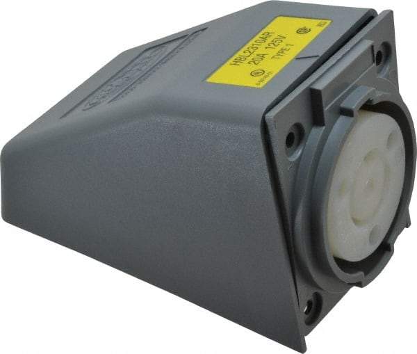 Hubbell Wiring Device-Kellems - 125 VAC, 20 Amp, L5-20R NEMA, Self Grounding Receptacle - 2 Poles, 3 Wire, Female End, Gray - Industrial Tool & Supply