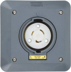 Hubbell Wiring Device-Kellems - 125 VAC, 20 Amp, L5-20R NEMA, Self Grounding Receptacle - 2 Poles, 3 Wire, Female End, Gray - Industrial Tool & Supply