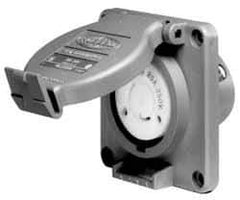 Hubbell Wiring Device-Kellems - 120/208 VAC, 30 Amp, L21-30R NEMA, Self Grounding Receptacle - 4 Poles, 5 Wire, Female End, Gray - Industrial Tool & Supply