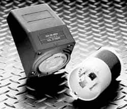 Hubbell Wiring Device-Kellems - 600 VAC, 30 Amp, L17-30R NEMA, Self Grounding Receptacle - 3 Poles, 4 Wire, Female End, Gray - Industrial Tool & Supply