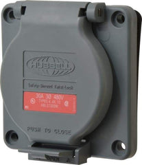 Hubbell Wiring Device-Kellems - 480 VAC, 30 Amp, L16-30R NEMA, Self Grounding Receptacle - 3 Poles, 4 Wire, Female End, Gray - Industrial Tool & Supply