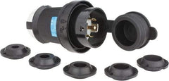 Hubbell Wiring Device-Kellems - 120/208 VAC, 30 Amp, L21-30P Configuration, Industrial Grade, Self Grounding Plug - 3 Phase, 4 Poles, IP66, 0.35 to 1.15 Inch Cord Diameter - Industrial Tool & Supply