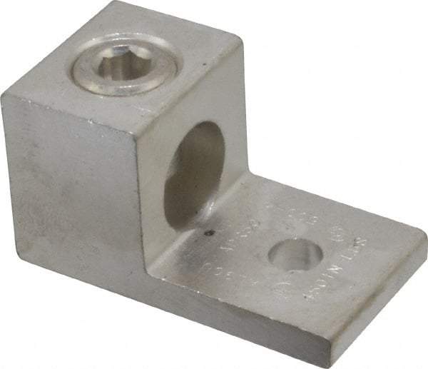 Thomas & Betts - 4 AWG Noninsulated Compression Connection Square Ring Terminal - 3/8" Stud, 2-13/16" OAL x 1-1/2" Wide, Tin Plated Aluminum Contact - Industrial Tool & Supply