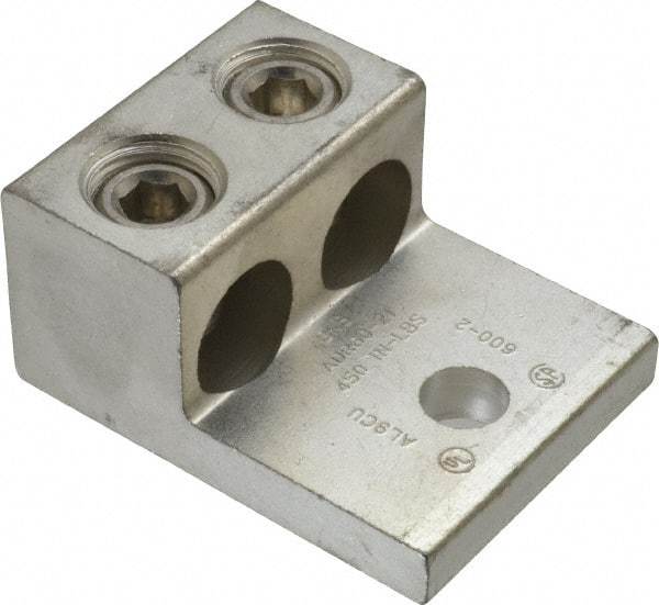 Thomas & Betts - 2 AWG Noninsulated Compression Connection Rectangle Ring Terminal - 1/2" Stud, 3-3/16" OAL x 2-13/32" Wide, Tin Plated Aluminum Contact - Industrial Tool & Supply