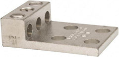 Thomas & Betts - 14-1/0 AWG Noninsulated Compression Connection Rectangle Ring Terminal - 3/8" Stud, 2-29/32" OAL x 2" Wide, Tin Plated Aluminum Contact - Industrial Tool & Supply