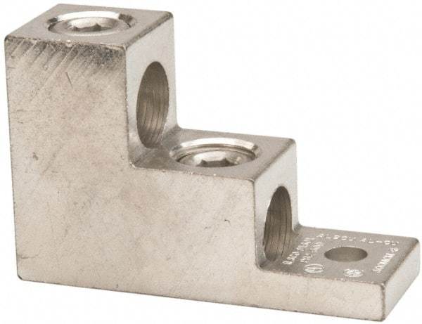 Thomas & Betts - 6 AWG Noninsulated Compression Connection Square Ring Terminal - 5/16" Stud, 3" OAL x 1-1/8" Wide, Tin Plated Aluminum Contact - Industrial Tool & Supply