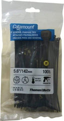 Thomas & Betts - 5.6" Long Black Nylon Standard Cable Tie - 30 Lb Tensile Strength, 1.21mm Thick, 1-1/4" Max Bundle Diam - Industrial Tool & Supply