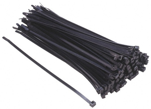 Thomas & Betts - 14.2" Long Black Nylon Standard Cable Tie - 120 Lb Tensile Strength, 1.91mm Thick, 1-1/4" Max Bundle Diam - Industrial Tool & Supply