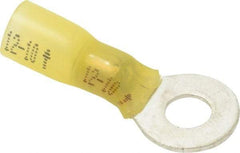 3M - 12-10 AWG Partially Insulated Crimp Connection Circular Ring Terminal - 1/4" Stud, 1.2" OAL x 0.59" Wide, Copper Contact - Industrial Tool & Supply