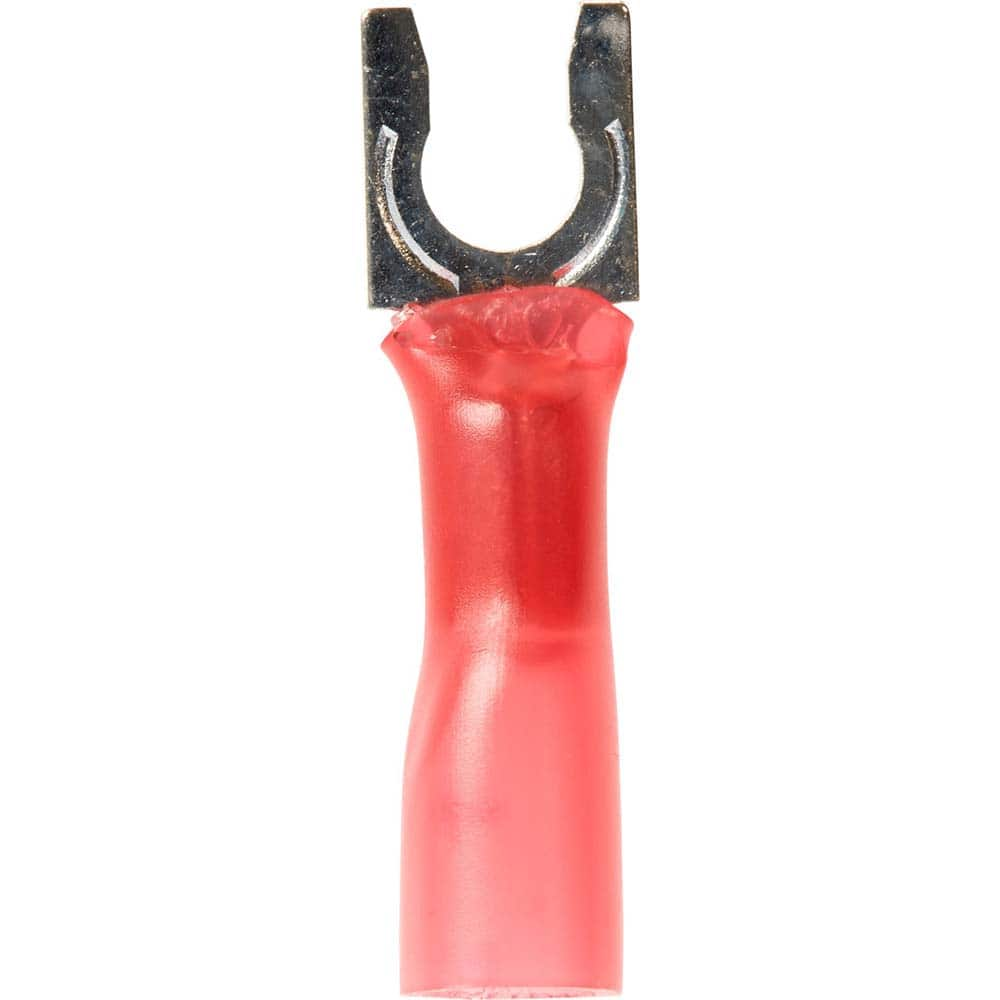 3M - #8 Stud, 22 to 16 AWG Compatible, Partially Insulated, Crimp Connection, Locking Fork Terminal - Industrial Tool & Supply