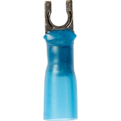 3M - #6 Stud, 16 to 14 AWG Compatible, Partially Insulated, Crimp Connection, Locking Fork Terminal - Industrial Tool & Supply