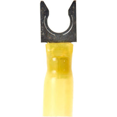 3M - 1/4" Stud, 12 to 10 AWG Compatible, Partially Insulated, Crimp Connection, Locking Fork Terminal - Industrial Tool & Supply