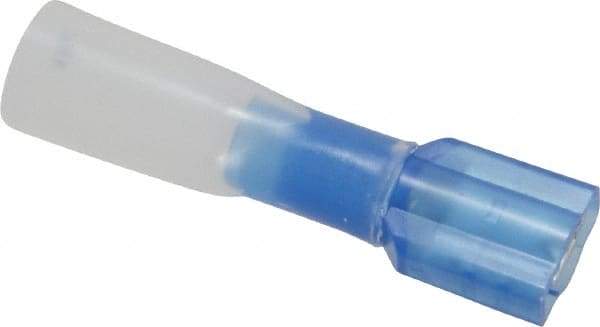 3M - 16 to 14 AWG, Nylon Heat Shrink, Fully Insulated, Female Wire Disconnect - 1/4 Inch Wide Tab, Blue, RoHS 2011/65/EU Compliant - Industrial Tool & Supply