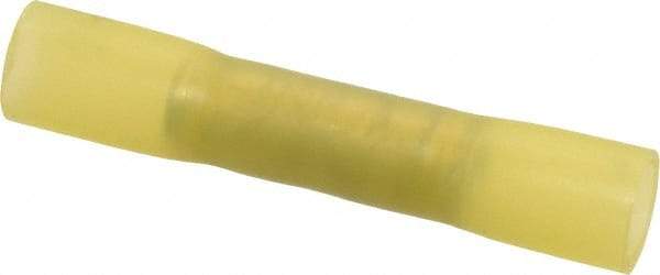 3M - 12 to 10 AWG Compatible, Heat Shrink & Nylon Fully Insulated, Crimp-On Butt Splice Terminal - 2 Wire Entries, 1-1/2" OAL, Yellow - Industrial Tool & Supply