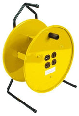 Conductix - 16 AWG, 25' Cable Length, Cord & Cable Reel with Outlet End - 4 Outlets, NEMA 5-15R, 15 Amps, Yellow Reel - Industrial Tool & Supply